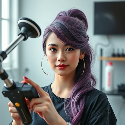 Professionelli Haarstylingsession mit moderne Uusrüstig